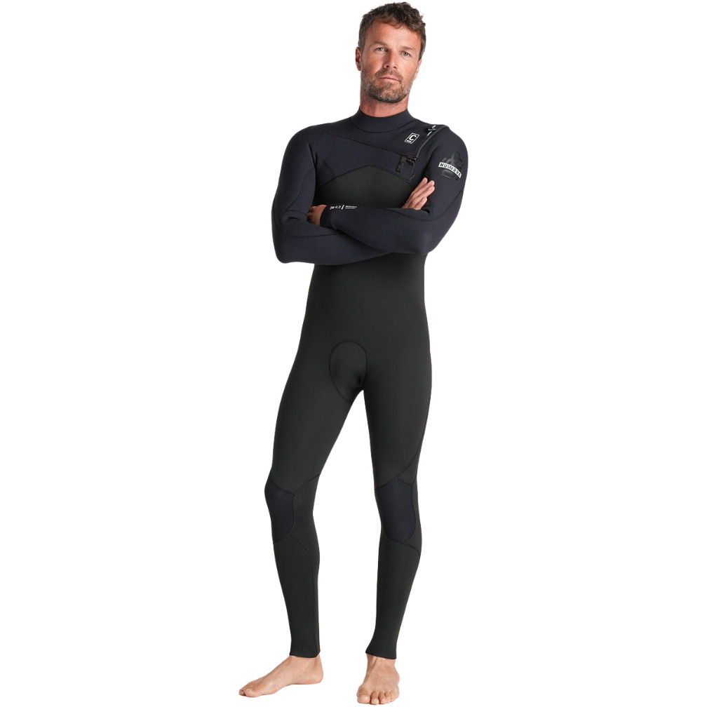 2026 C-Skins Da Uomo Nuwave Session 4/3mm Chest Zip Muta C-NSE43MCZ - Black / Black X / Silver